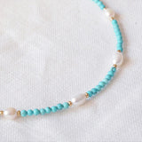 Turquoise & Freshwater Beads Choker Boho Women's Necklace