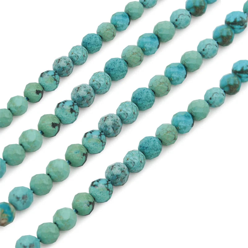 5mm Turquoise Faceted Round Stone Beads Strand for DIY Jewelry Making