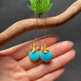 Turquoise Rice Pearls Earrings 18k Hook Ear Stud Classic Jewelry