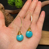 Turquoise Rice Pearls Earrings 18k Hook Ear Stud Classic Jewelry