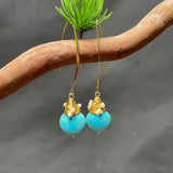 Turquoise Rice Pearls Earrings 18k Hook Ear Stud Classic Jewelry