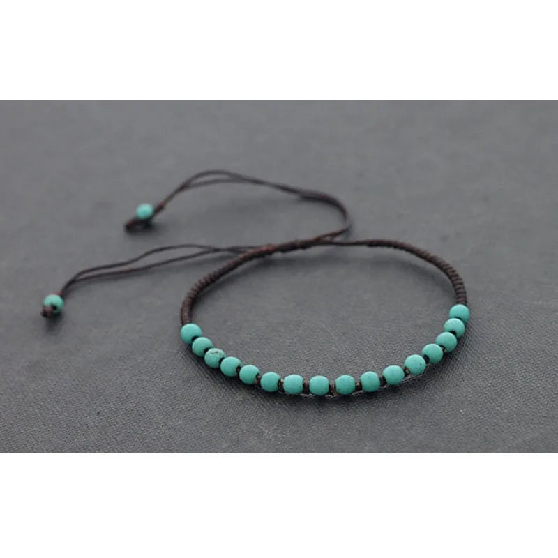 Turquoise Woven Beaded Braided Bracelet