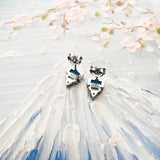 Turquoise & Baguette-Cut Stones Ear Studs 925 Silver