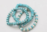 Turquoise Roundel Freshwater Pearl Bracelet 7.5 Inches