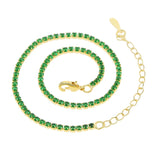 Green CZ Tennis Chain Summer Anklet for Women