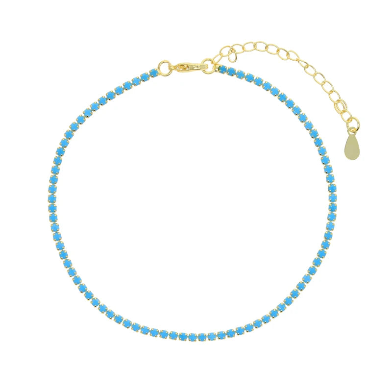 Green CZ Tennis Chain Summer Anklet for Women