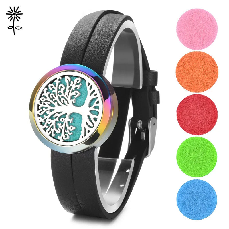 Real Leather Essential Oil Diffuser Locket Bracelet