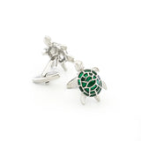 Turtle Cuff Links For Men Tortoise Brass Material Green Cufflinks