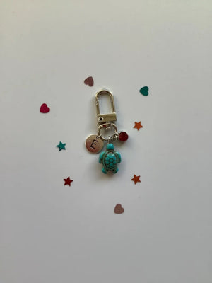 Personalised Turtle Keychain with Birthstone Initial