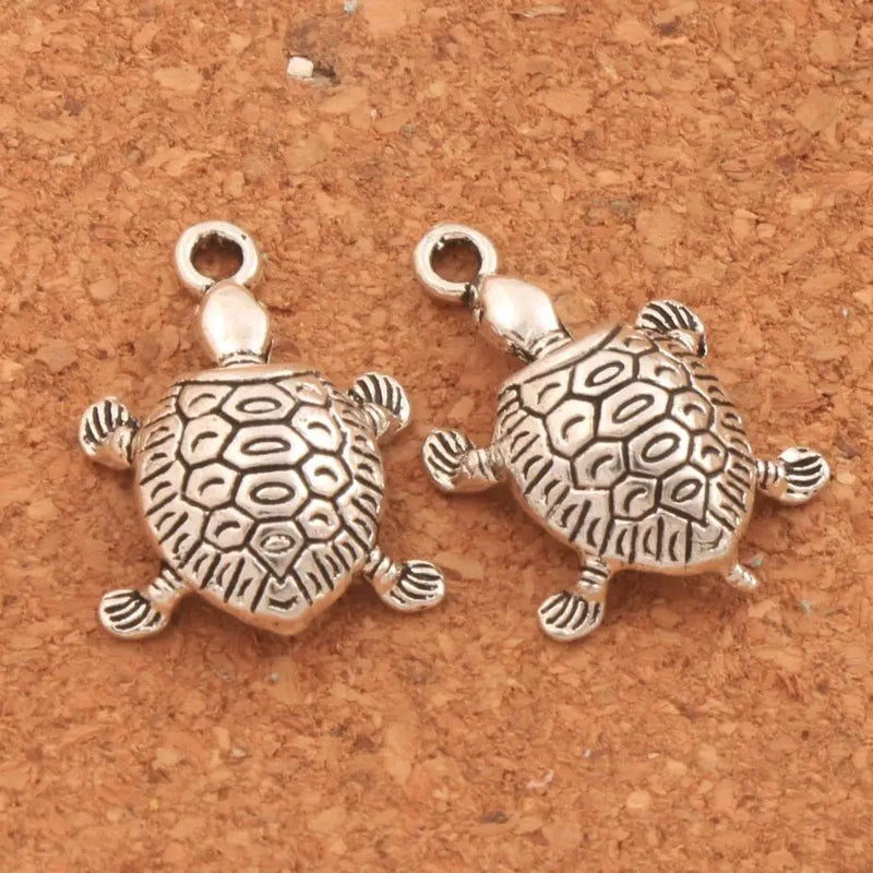 Turtle Tortoise Sea Animal Charm Beads Tibetan Silver 30Pcs