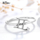Gemini Constellation Ring 925 Sterling Silver Zirconia Vintage Fine Jewelry