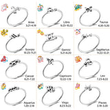 Gemini Constellation Ring 925 Sterling Silver Zirconia Vintage Fine Jewelry