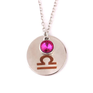 12 Constellations Crystal Necklace Clavicle Chain Couple Pendant