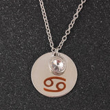 12 Constellations Crystal Necklace Clavicle Chain Couple Pendant