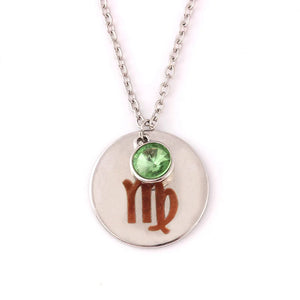 12 Constellations Crystal Necklace Clavicle Chain Couple Pendant