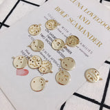 12 Constellations Copper 18K Coin Pendant Jewelry Making DIY 2pcs