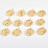 12 Constellations Copper Coin Pendant DIY Earrings Necklace Accessories