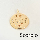 12 Constellations Copper Coin Pendant DIY Earrings Necklace Accessories