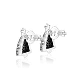Christmas Tree Stud Earrings 925 Sterling Silver Clear CZ