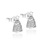 Christmas Tree Stud Earrings 925 Sterling Silver Clear CZ