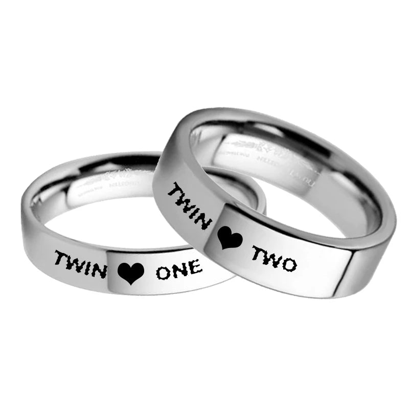Twins Ring Set 8mm Stainless Steel Ring for Sister 6mm Wedding Band for Brother
