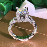 Twist Band Fancy Finger Wedding Bands Women's Rings Full Bling Crystal CZ Stone