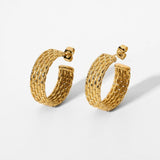 Twist CC Circle Earrings 18K Plated Stainless Steel Hoops for Women