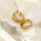 Twist CC Circle Earrings 18K Plated Stainless Steel Hoops for Women