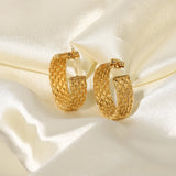 Twist CC Circle Earrings 18K Plated Stainless Steel Hoops for Women