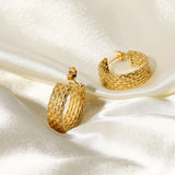 Twist CC Circle Earrings 18K Plated Stainless Steel Hoops for Women