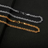 Twist Chain Stainless Steel Long Chain Necklace for Men Women