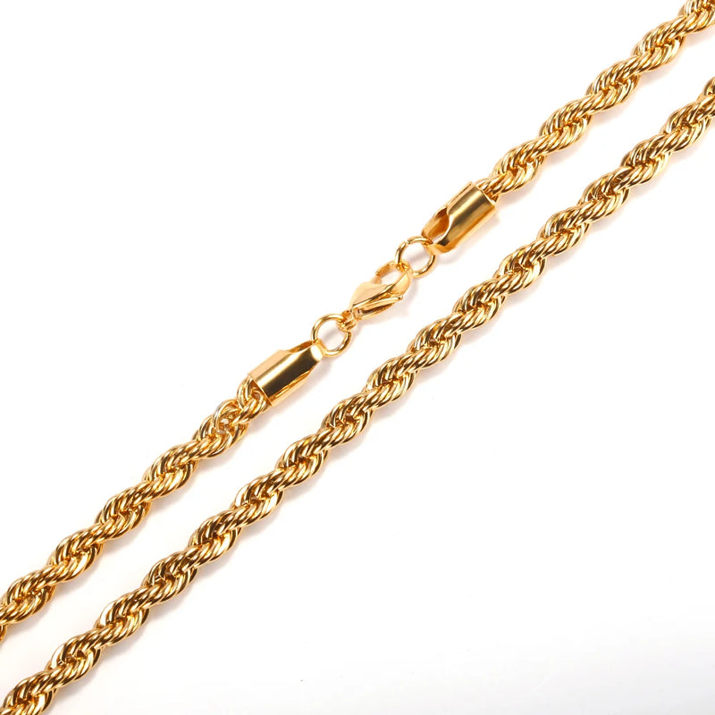 Twist Chain Stainless Steel Long Chain Necklace for Men Women