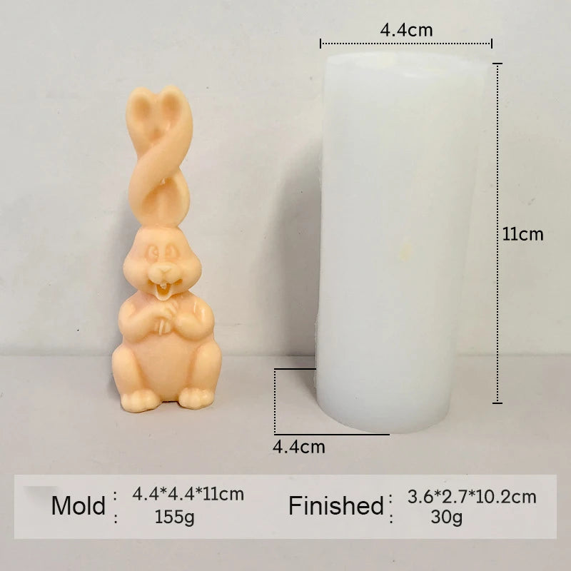 Twist Rabbit Bunny Silicone Mold Gift DIY Character Scented Candle Soap
