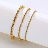 Twist Rope Chain Bracelet Stainless Steel for Women Adjustable Length