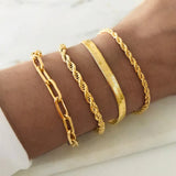 Twist Rope Chain Bracelet Stainless Steel for Women Adjustable Length