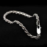 925 Sterling Silver Twist Rope Chain Bracelets for Women Men