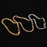 925 Sterling Silver Twist Rope Chain Bracelets for Women Men