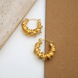 18k Vintage Hoop Earrings Stainless Steel Jewelry