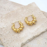 18k Vintage Hoop Earrings Stainless Steel Jewelry