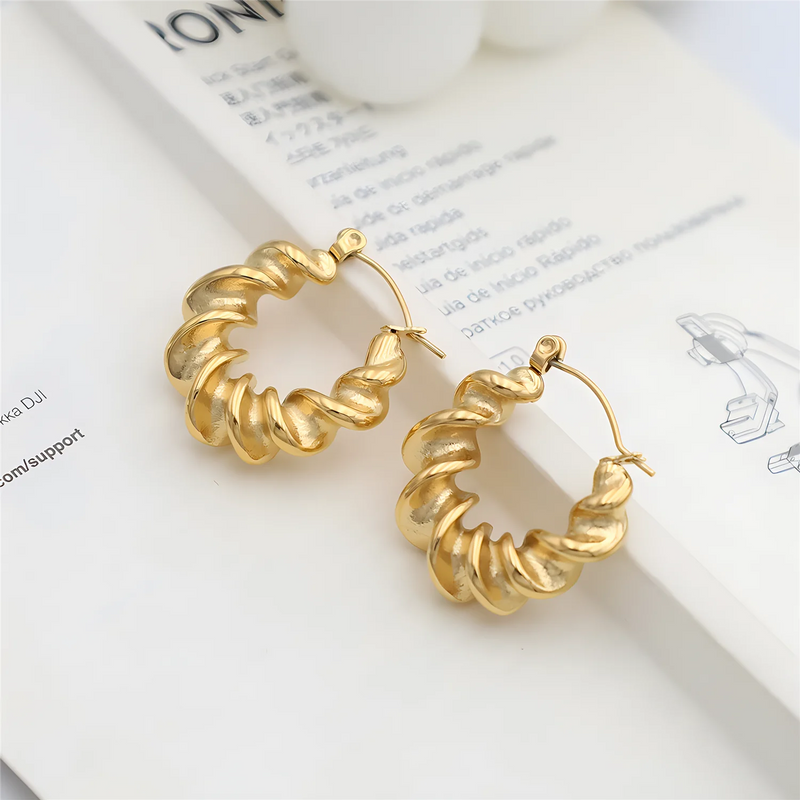 18k Vintage Hoop Earrings Stainless Steel Jewelry