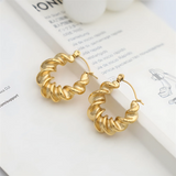 18k Vintage Hoop Earrings Stainless Steel Jewelry