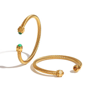 Twisted Cable Wire Bangle Cuff Bracelets Classic Jewelry