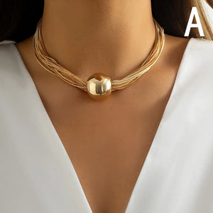 Chunky Chain Necklace Big Bead Vintage Choker Gothic Women Jewelry