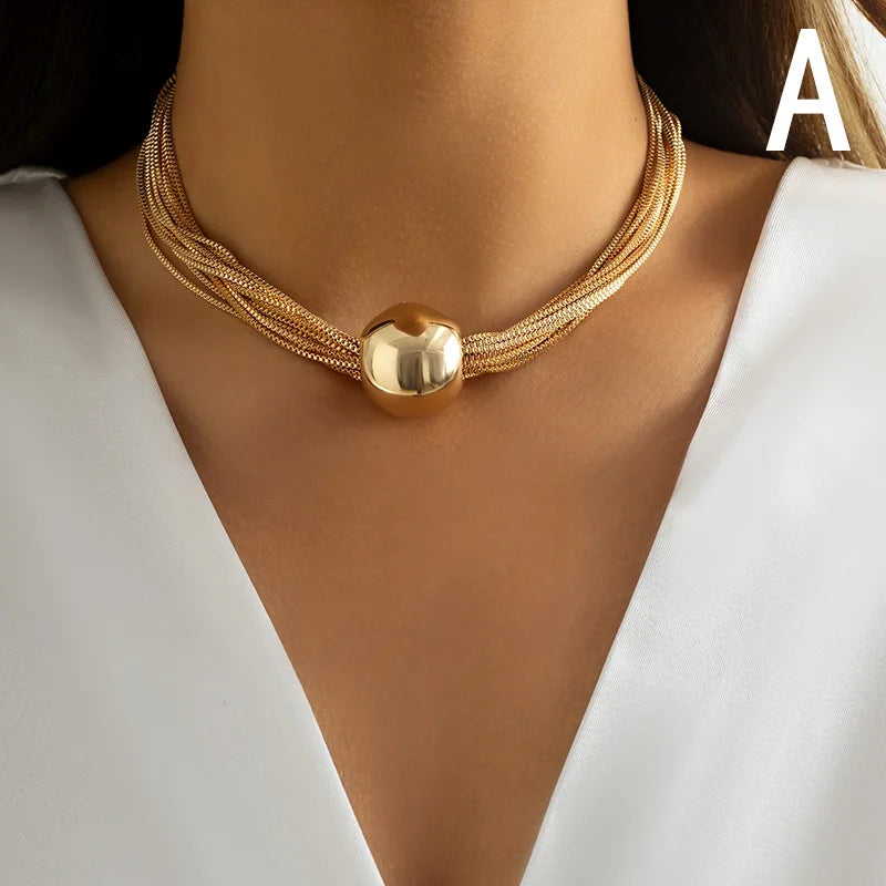 Chunky Chain Necklace Big Bead Vintage Choker Gothic Women Jewelry