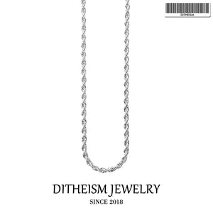 Twisted Cord Silver Chain Necklace, 925 Sterling Silver Jewelry