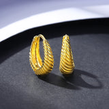 925 Silver Twisted Hoop Earrings Water Drop Clip-Ons
