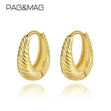 925 Silver Twisted Hoop Earrings Water Drop Clip-Ons