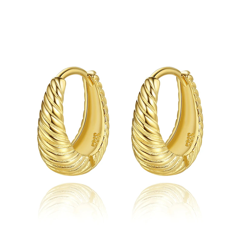 925 Silver Twisted Hoop Earrings Water Drop Clip-Ons