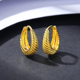 925 Silver Twisted Hoop Earrings Water Drop Clip-Ons