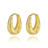 925 Silver Twisted Hoop Earrings Water Drop Clip-Ons